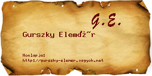Gurszky Elemér névjegykártya
